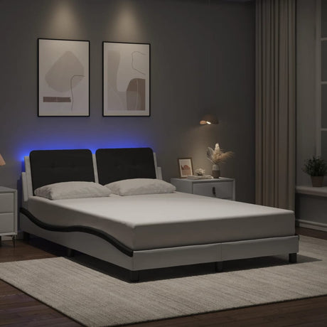 Vidaxl bedframe met led zonder matras zadar wit en zwart 120x200 cm