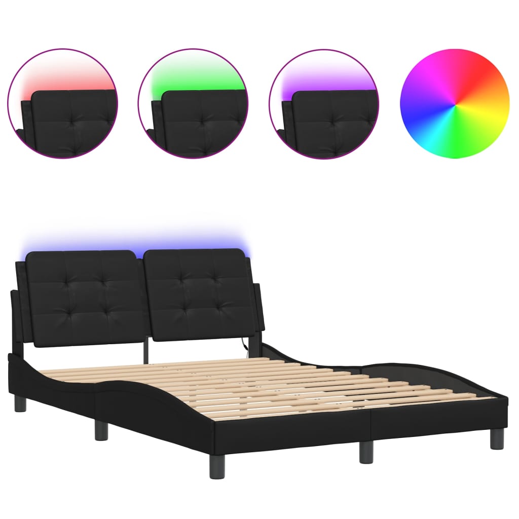 Vidaxl bedframe met led zonder matras zadar zwart 140x190 cm