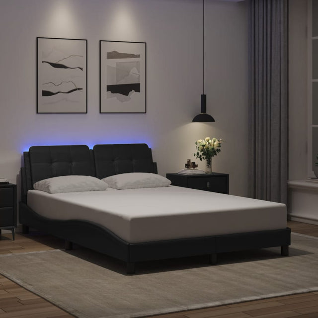 Vidaxl bedframe met led zonder matras zadar zwart 140x190 cm