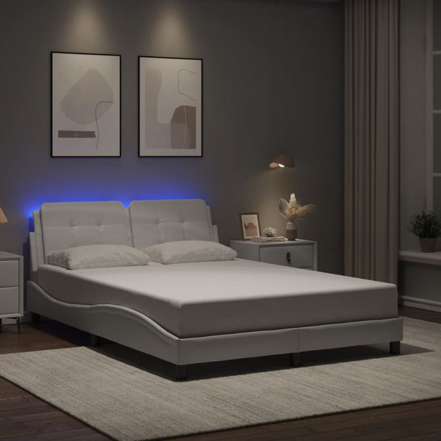 Vidaxl bedframe met led zonder matras zadar wit 140x190 cm