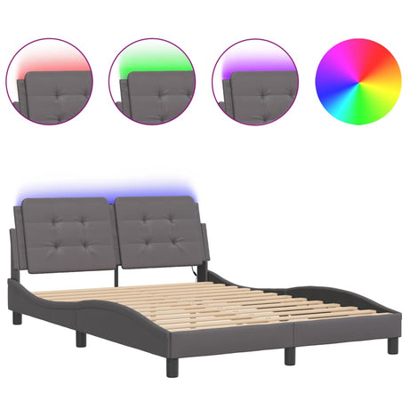 Vidaxl bedframe met led zonder matras zadar grijs 140x190 cm