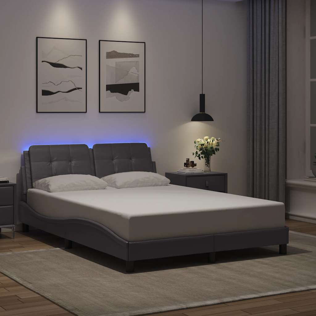 Vidaxl bedframe met led zonder matras zadar grijs 140x200 cm