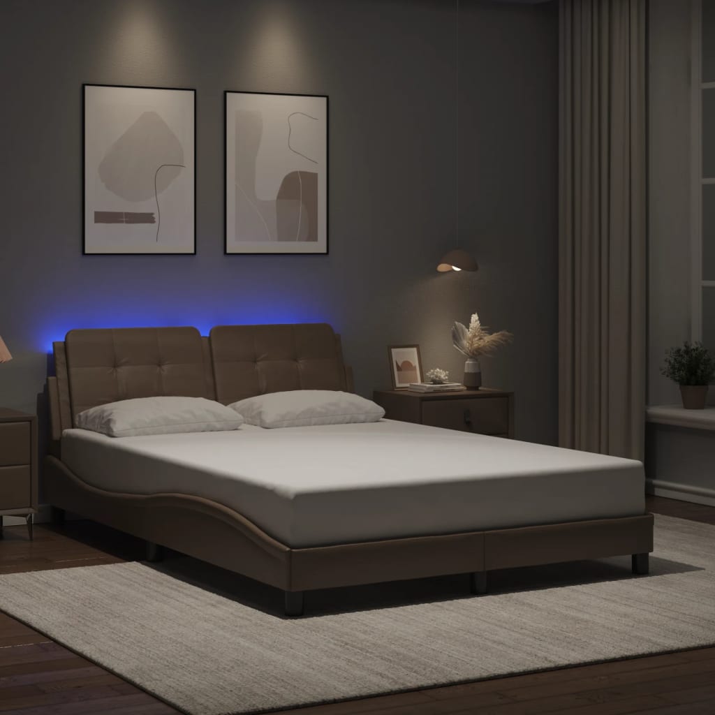 Vidaxl bedframe met led zonder matras zadar cappuccino 140x200 cm