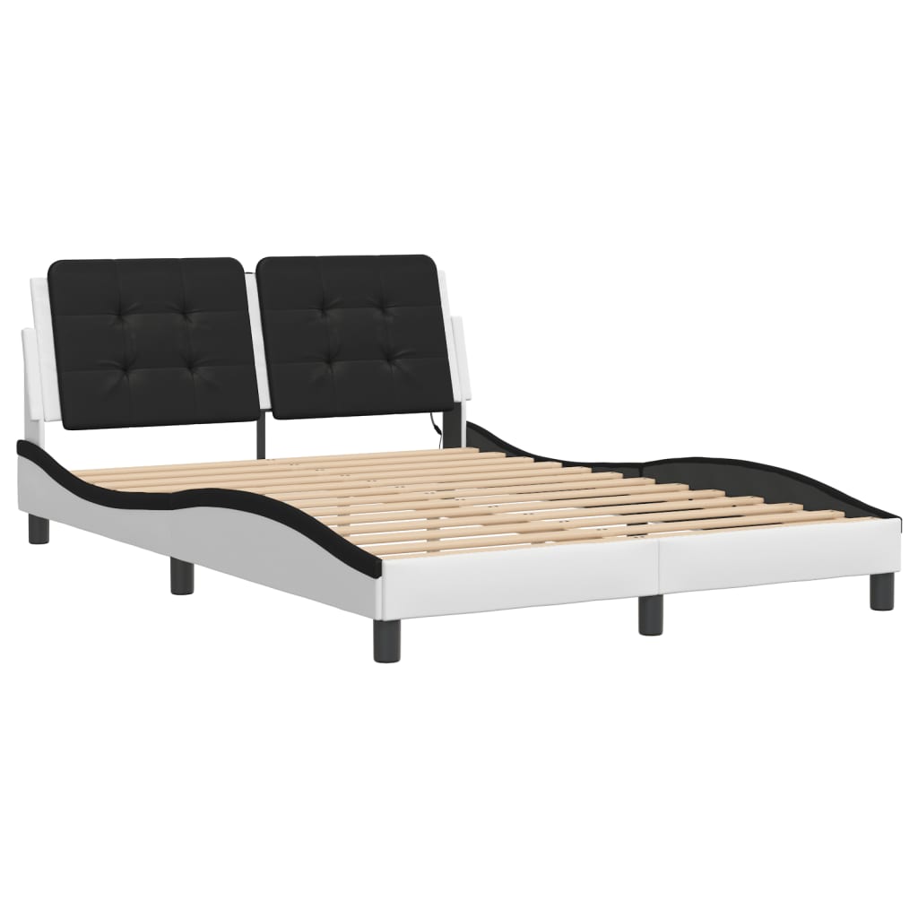 Vidaxl bedframe met led zonder matras zadar wit en zwart 140x200 cm