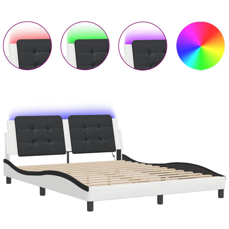 Vidaxl bedframe met led zonder matras zadar wit en zwart 160x200 cm