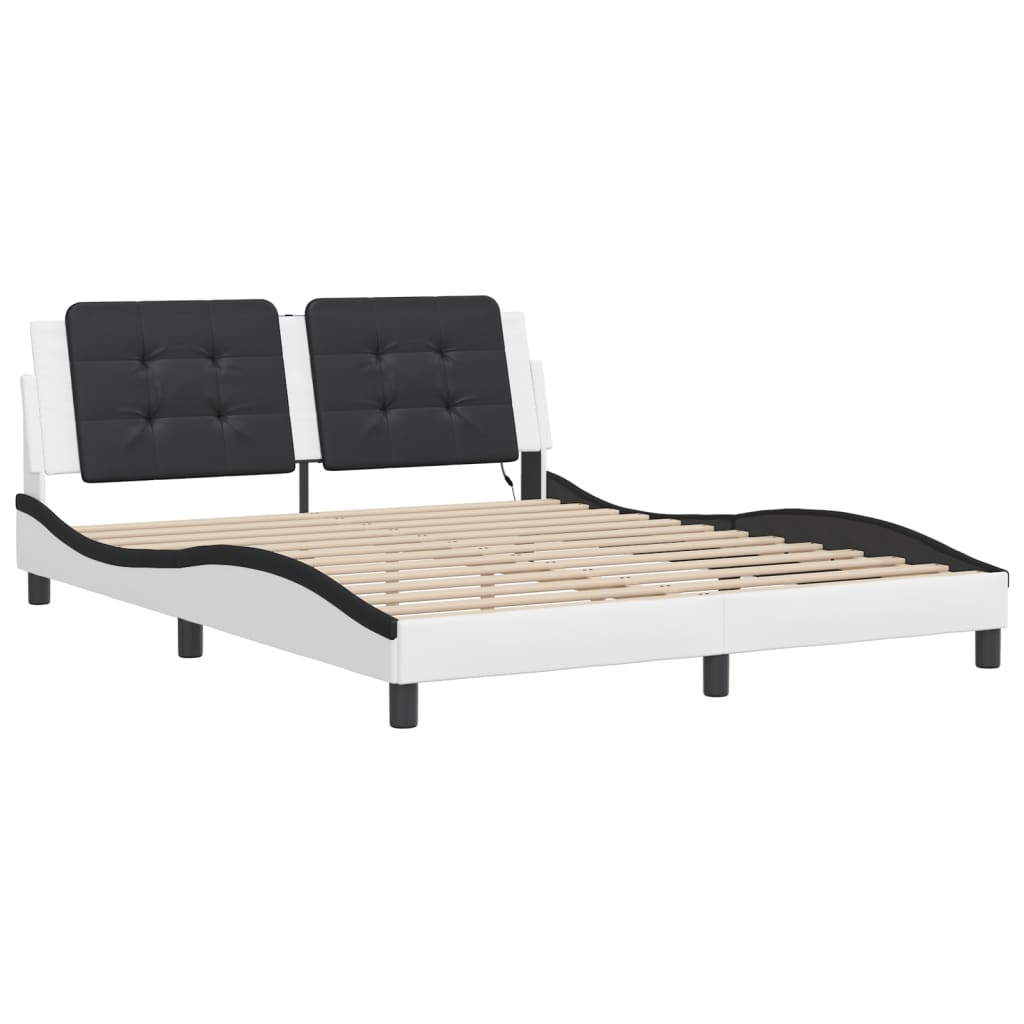 Vidaxl bedframe met led zonder matras zadar wit en zwart 160x200 cm