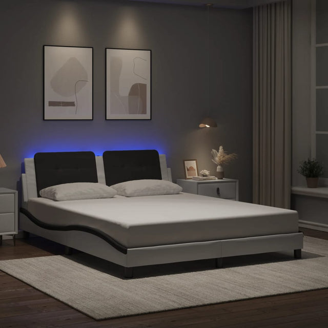 Vidaxl bedframe met led zonder matras zadar wit en zwart 160x200 cm