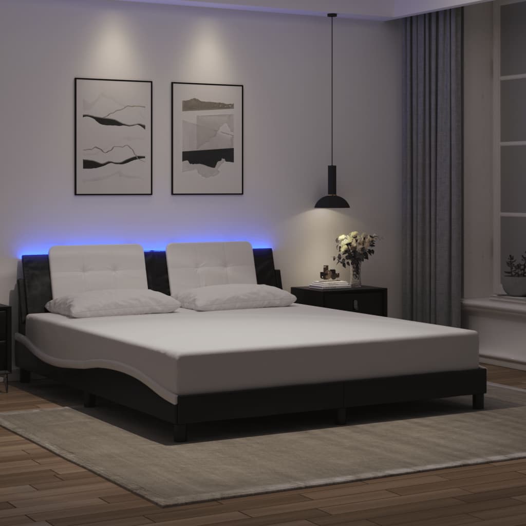 Vidaxl bedframe met led zonder matras zadar zwart en wit 180x200 cm