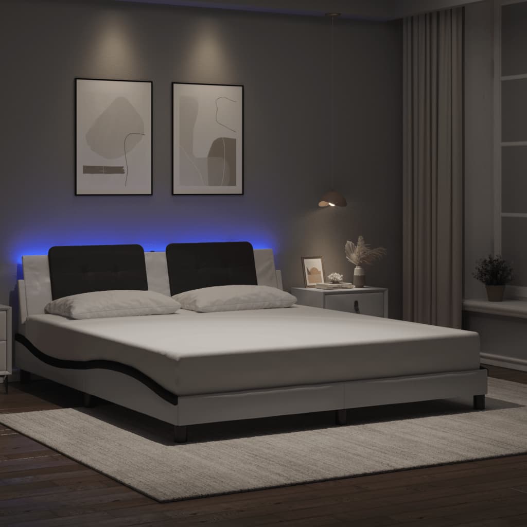 Vidaxl bedframe met led zonder matras zadar wit en zwart 180x200 cm