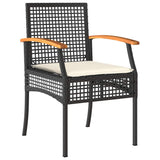 Vidaxl 3-delige tuinset met kussens poly rattan zwart