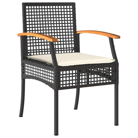 Vidaxl 3-delige tuinset met kussens poly rattan zwart