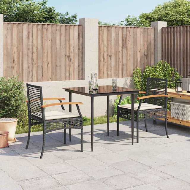 Vidaxl 3-delige tuinset met kussens poly rattan zwart