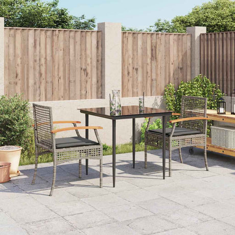 Vidaxl 3-delige tuinset met kussens poly rattan grijs