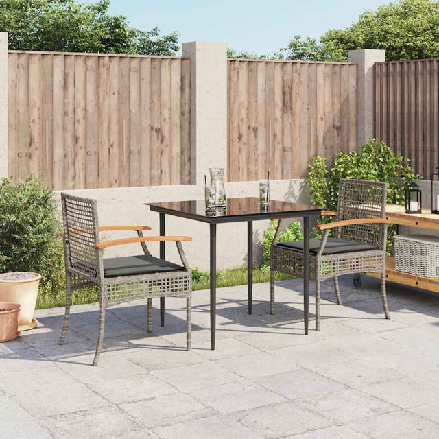 Vidaxl 3-delige tuinset met kussens poly rattan grijs