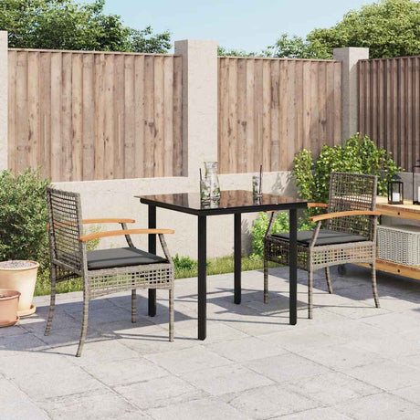 Vidaxl 3-delige tuinset met kussens poly rattan grijs