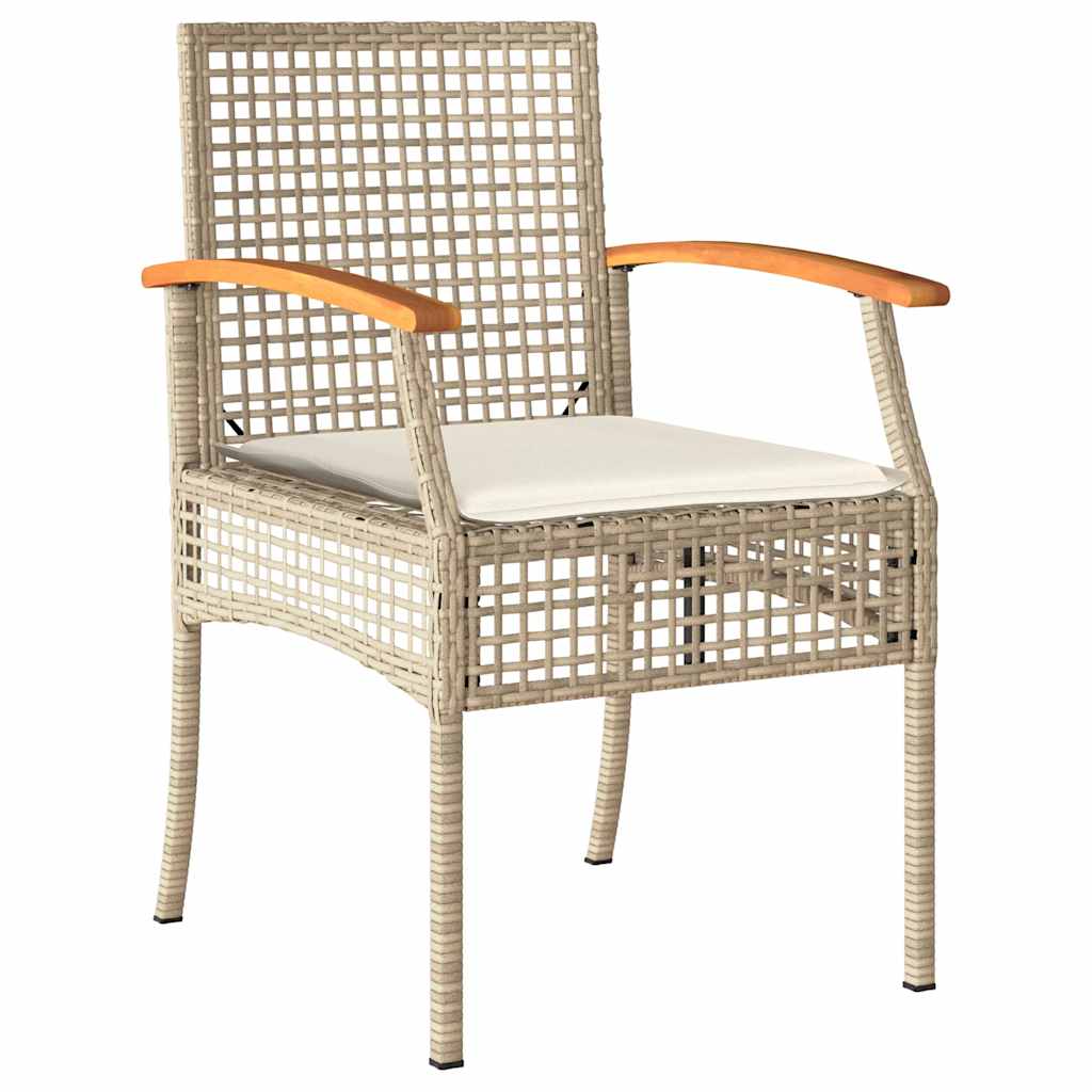 Vidaxl 3-delige tuinset met kussens poly rattan beige