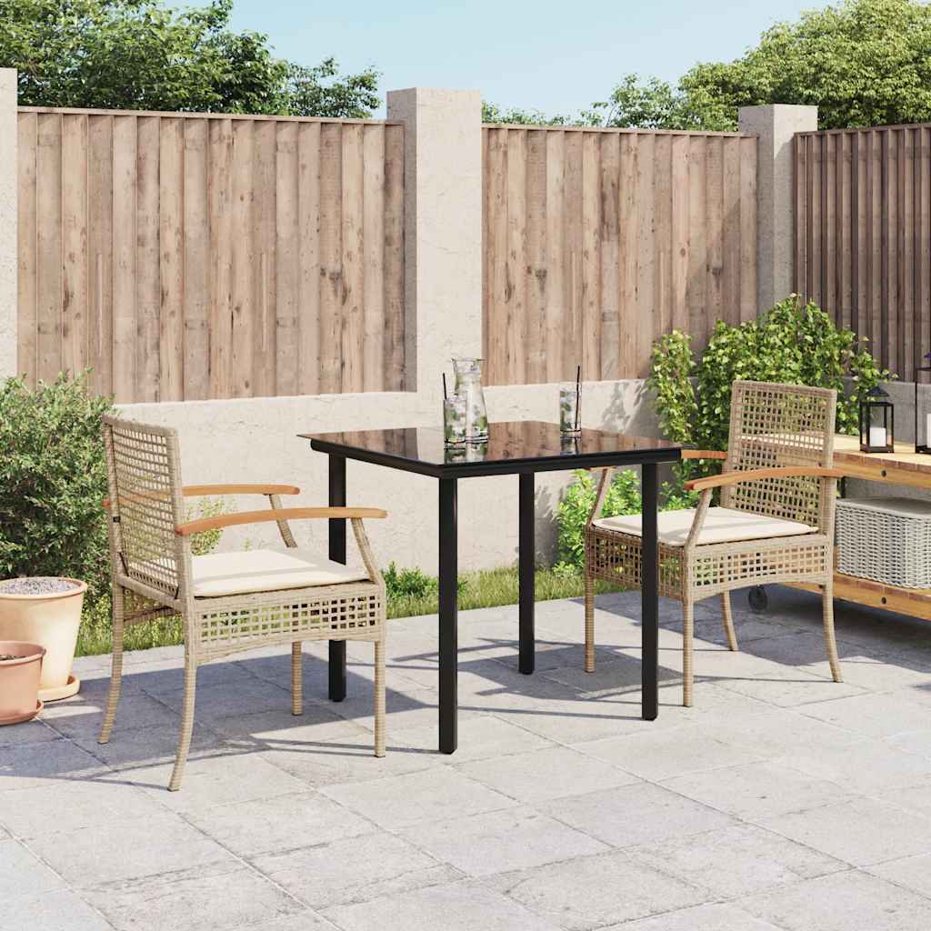 Vidaxl 3-delige tuinset met kussens poly rattan beige