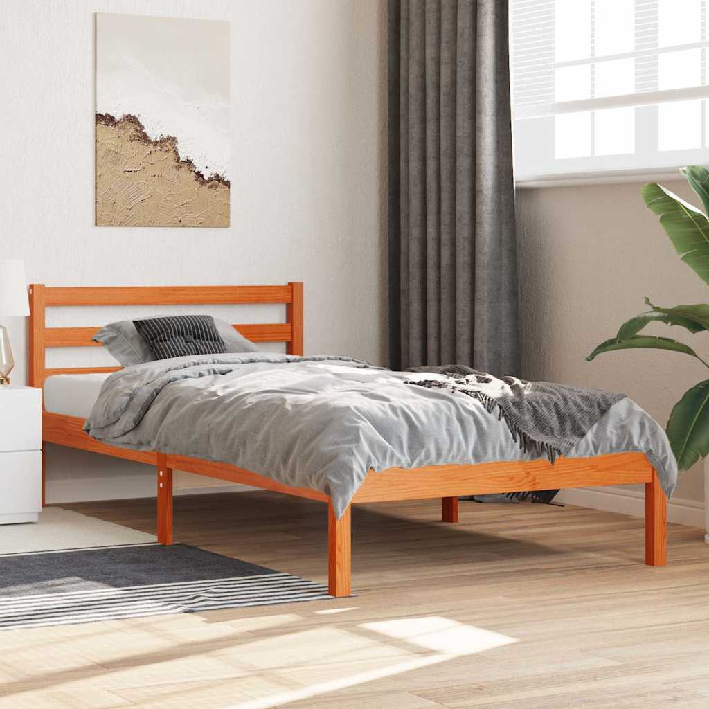 Vidaxl bedframe zonder matras massief grenenhout wasbruin 75x190 cm