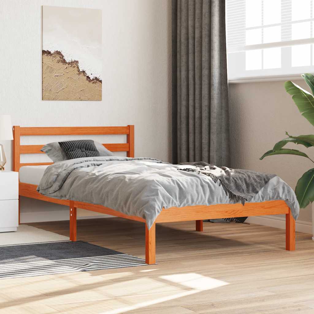 Vidaxl bedframe zonder matras massief grenenhout wasbruin 90x190 cm