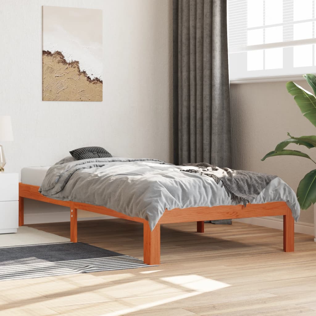 Vidaxl bedframe zonder matras massief grenenhout wasbruin 75x190 cm