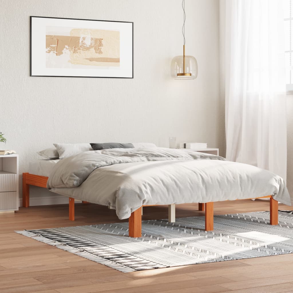 Vidaxl bedframe zonder matras massief grenenhout wasbruin 140x200 cm