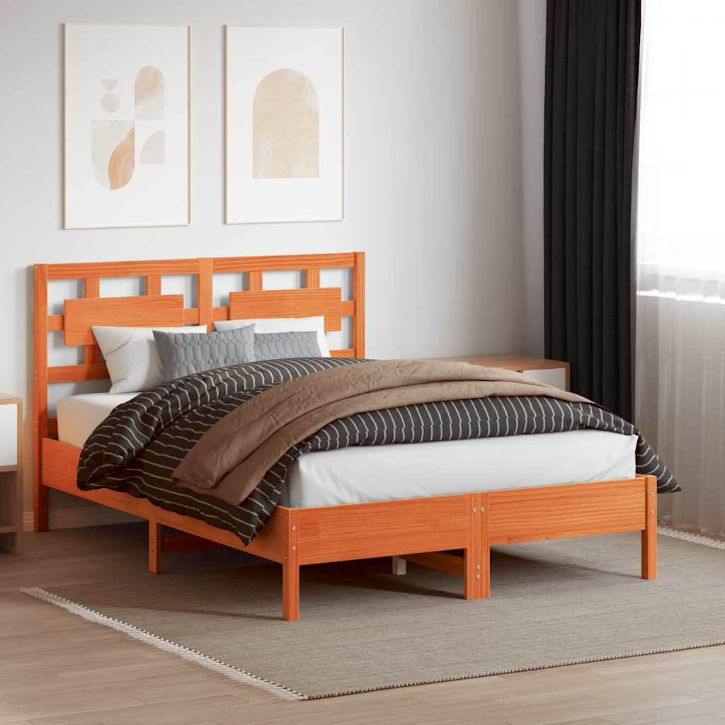 Vidaxl hoofdbord 135 cm massief grenenhout wasbruin