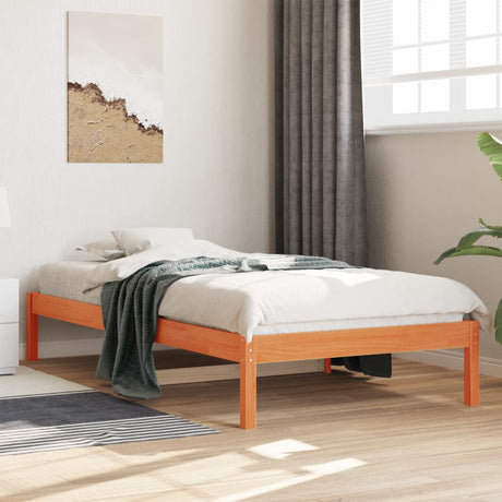 Vidaxl slaapbank zonder matras 90x200 cm massief grenenhout wasbruin