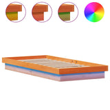 Vidaxl bedframe met led massief grenenhout wasbruin 90x200 cm