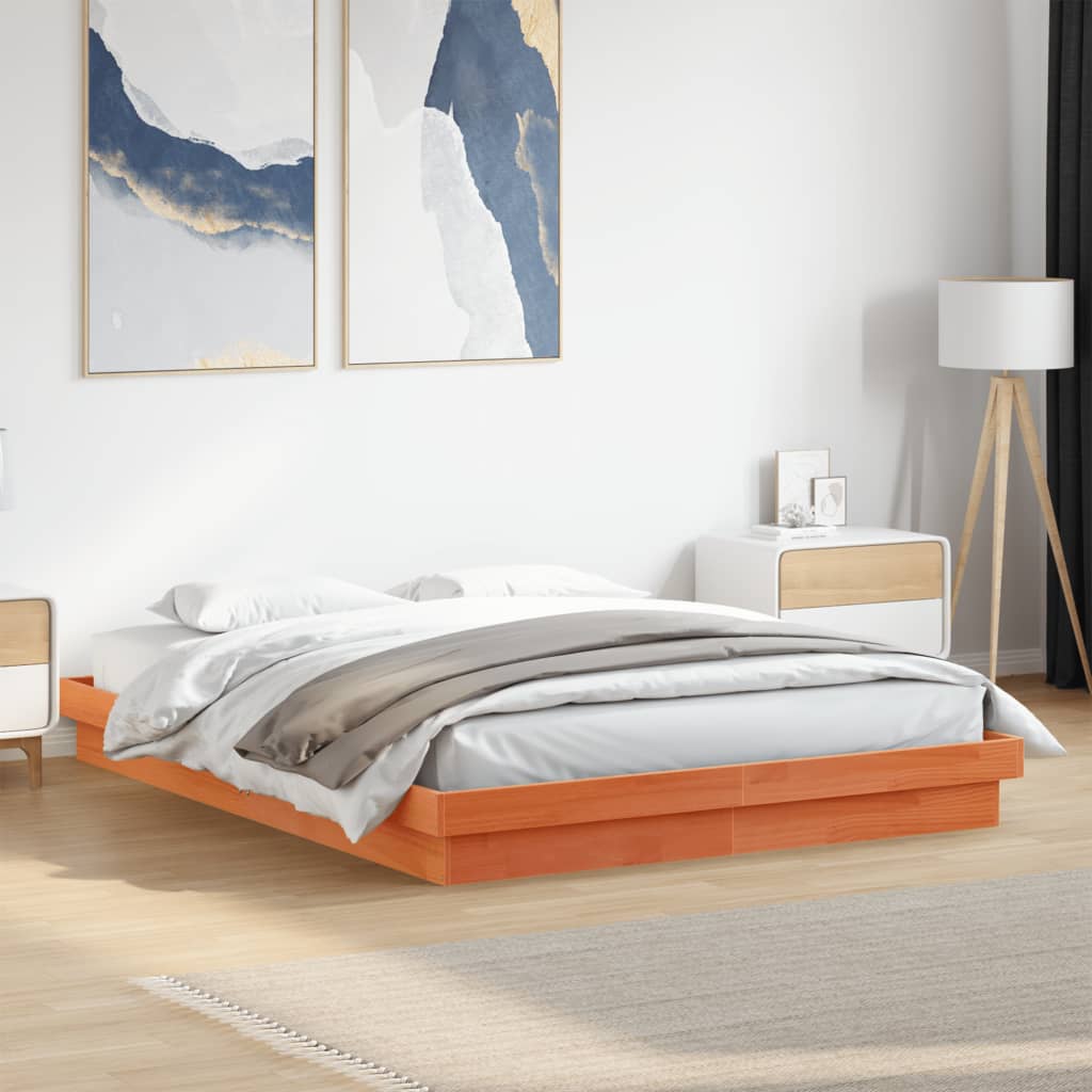 Vidaxl bedframe met led massief grenenhout wasbruin 160x200 cm