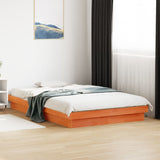 Vidaxl bedframe met led massief grenenhout wasbruin 135x190 cm