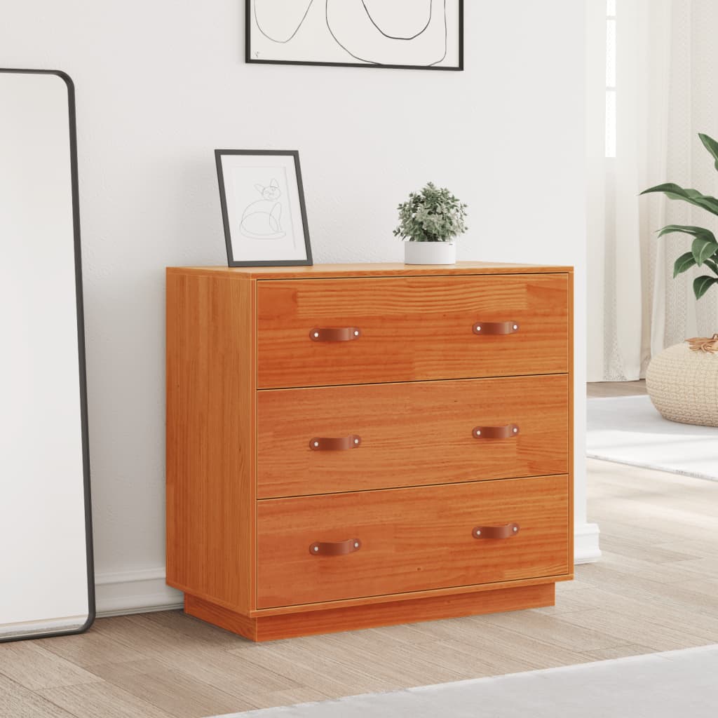 Vidaxl dressoir 80x40x75 cm massief grenenhout wasbruin