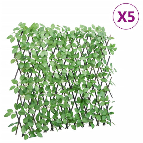 Vidaxl kunstplant klimop op latwerk 5 st uittrekbaar 180x65 cm groen