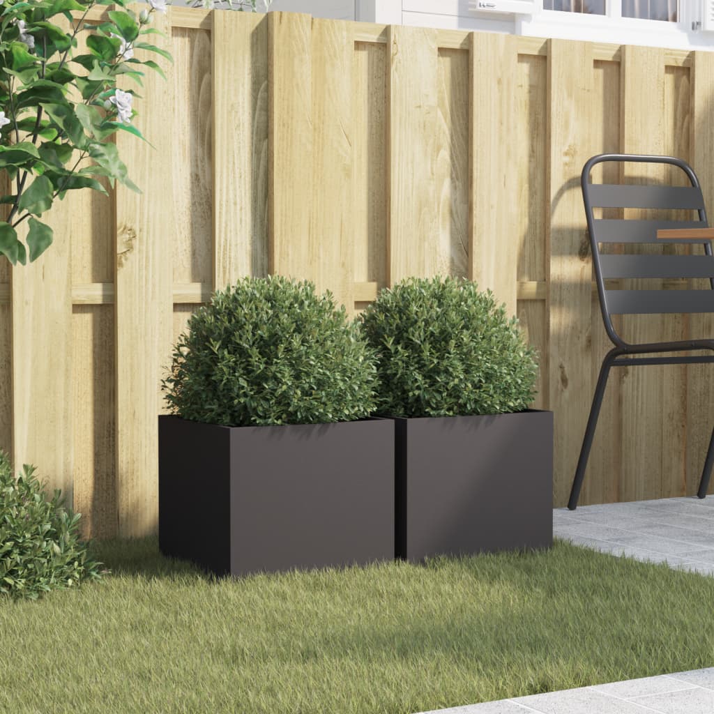 Jardinières vidaxl 2 ST 32x30x29 cm en acier noir