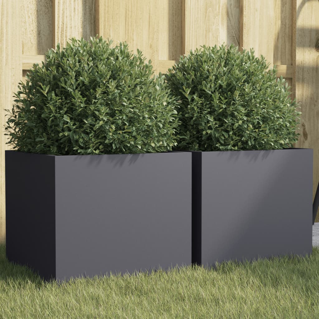 Vidaxl Planters 2 St 32x30x29 cm jekleni antracit -barvan