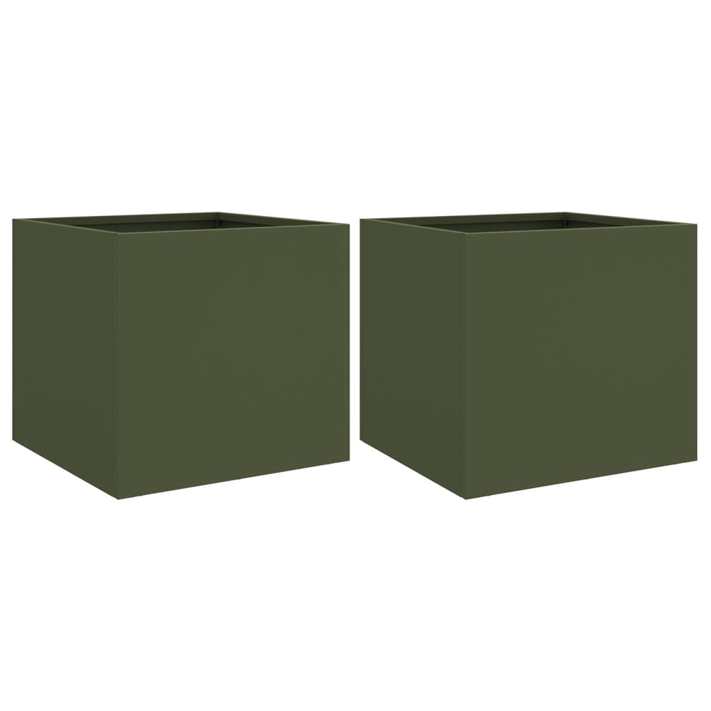 Vidaxl Planters 2 32x30X29 cm Stat Oliven gréng