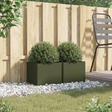 Vidaxl Planters 2 St 32x30x29 cm stål olivengrøn