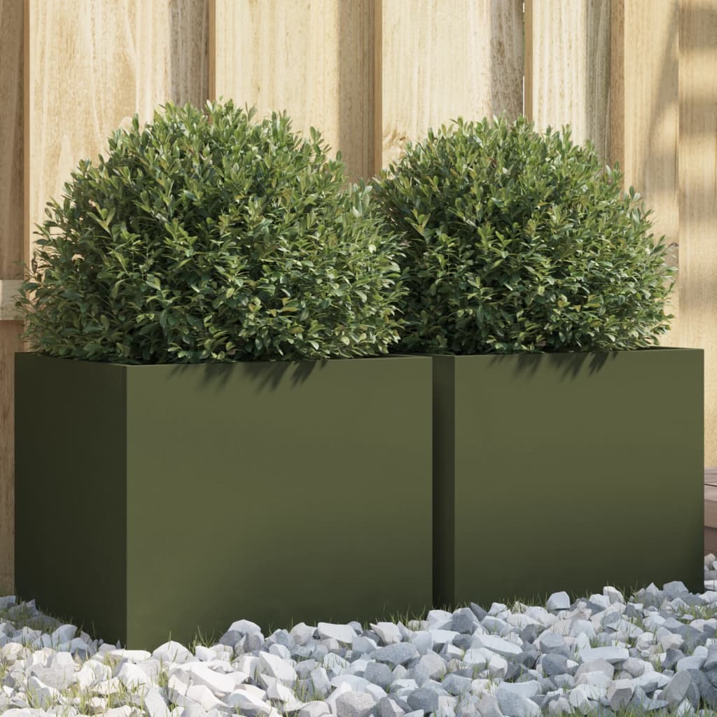 Vidaxl Planters 2 ST 32x30x29 cm Steel Olive Green