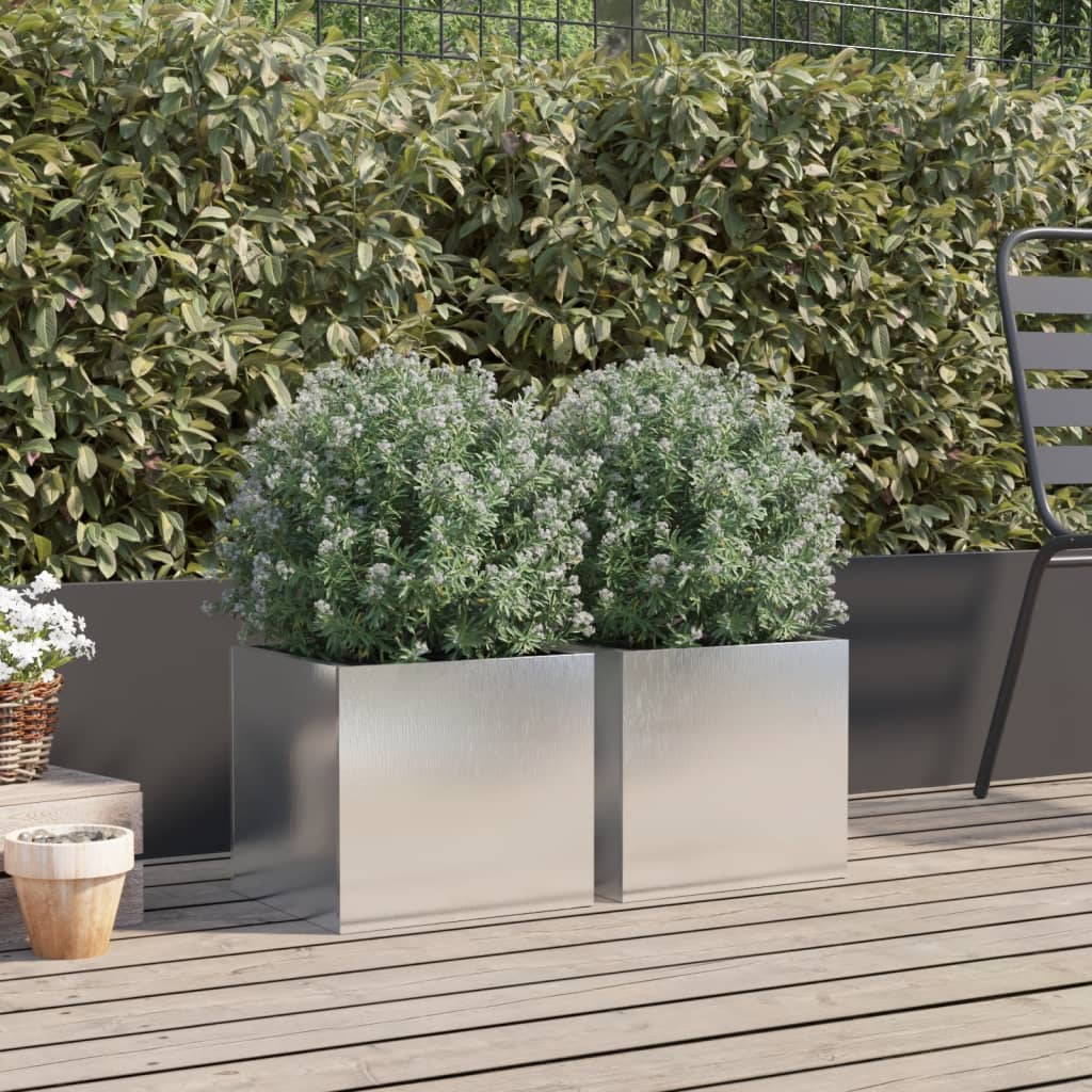 Vidaxl Planters 2 St 32x30x29 cm nerjaveče jekleno srebrno obarvano