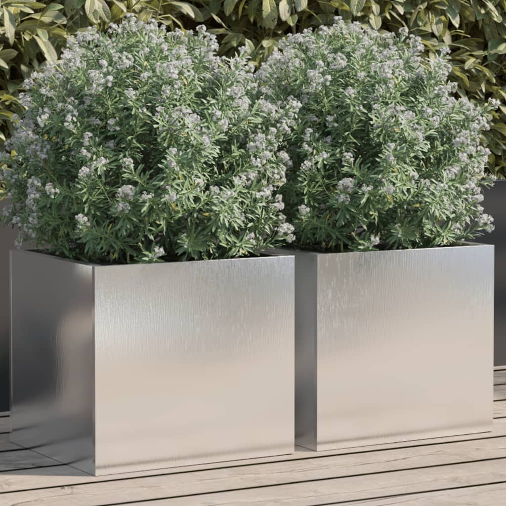 Vidaxl Planters 2 St 32x30x29 cm Srebrny stal nierdzewna