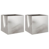 Vidaxl plantenbakken 2 st 42x40x39 cm roestvrij staal zilverkleurig
