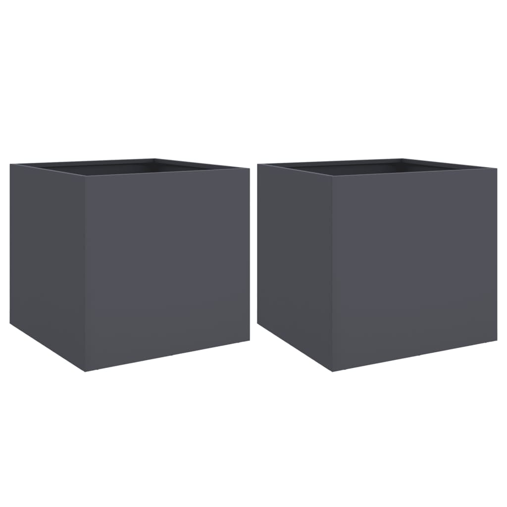 Bidaxl Planters 2 ST 49X47X46 CM STEEL Anthracite -färgad