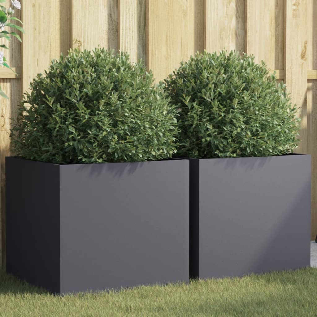 Vidaxl Planters 2 st 49x47x46 cm Stahl anthracit -koréiert