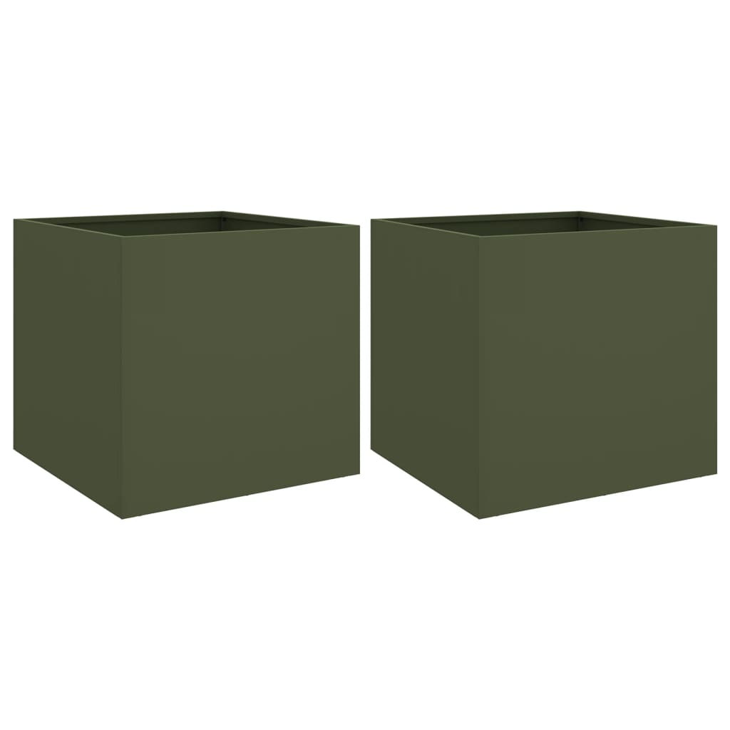 VIDAXL -Pflanzer 2 PCs 49x47x46 cm Stahl Olivengrün