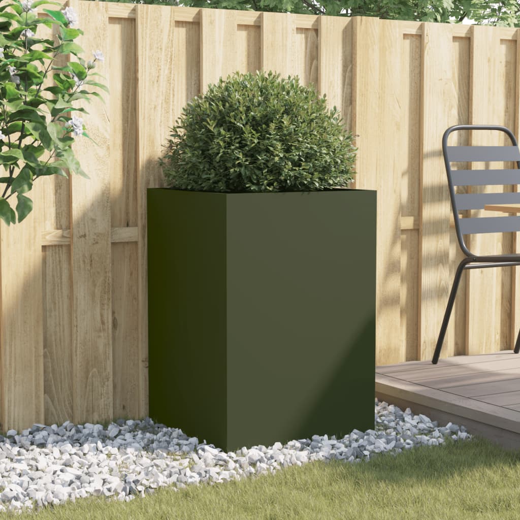 Vidaxl Planter 52x48x75 cm en acier vert olive