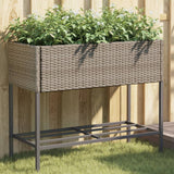 VIDAXL -Pflanzer mit Regal 2 PCs 90x40x75 Poly Rattan Gray