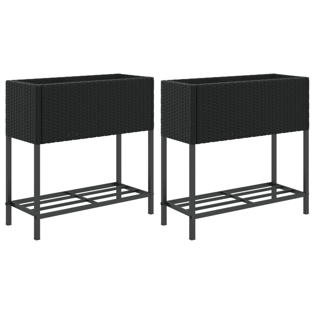 Vidaxl sadilniki z 2 PCS 70x28x70 Poly rattan Black