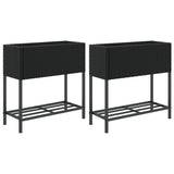 Vidaxl plantenbakken met schap 2 st 70x28x70 poly rattan zwart