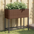 Vidaxl plantenbakken met schap 2 st 70x28x70 poly rattan bruin
