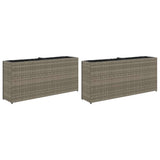 Vidaxl plantenbakken met 2 potten 2 st 90x20x40 cm poly rattan grijs