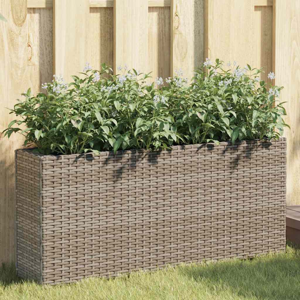 Vidaxl plantenbakken met 2 potten 2 st 90x20x40 cm poly rattan grijs